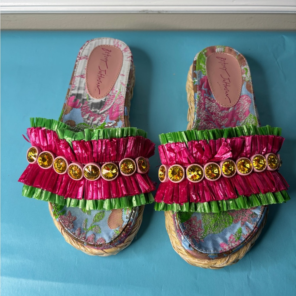 Betsey Johnson Embellished Platform Slide Sandals Size 7.5 - Picture 3 of 11